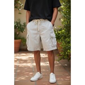 Vtg Abercrombie & Fitch Y2K Hickory Stripe Cargo Shorts Size 28 Coastal Prep